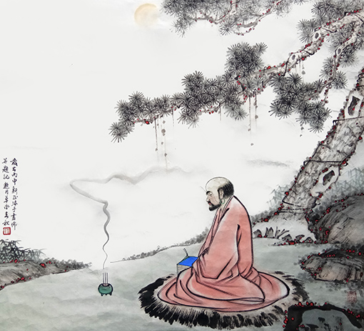 《达摩》规格：69cmx69cm 2016年1月作